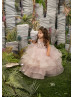 Rose Pink Lace Tulle Ruffle Keyhole Back Flower Girl Dress